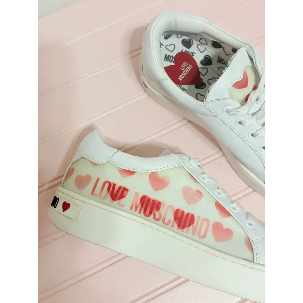 Love Machino Heart Print Platform Sneaker with holographic size 8